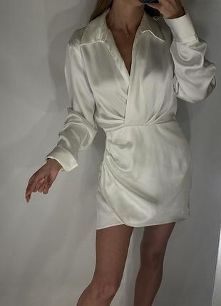 Сукня zara сатинова молочна шовкова
