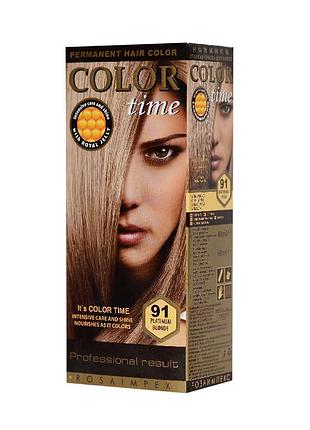 Краска для волос color time 91 платиново-русый