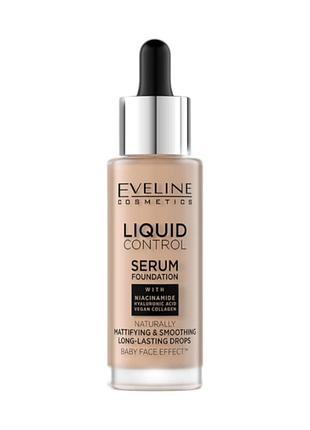 Тональна основа рідка eveline liquid control light natural beige 32 мл. 035