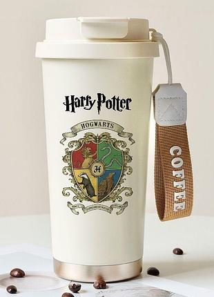 Термостакан гаррі поттер hogwarts 520 мл — термокружка з трубкою та кришкою, сталь 316l дорожня чашка
