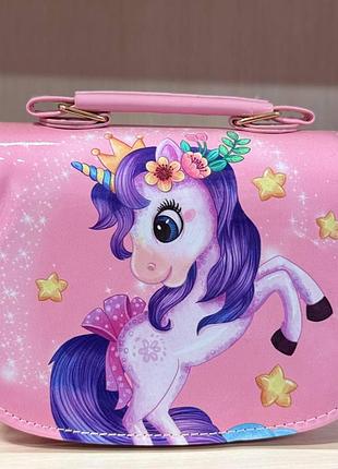 Дитяча сумочка єдиноріг рожева для дівчинки 16,5×12×7 см