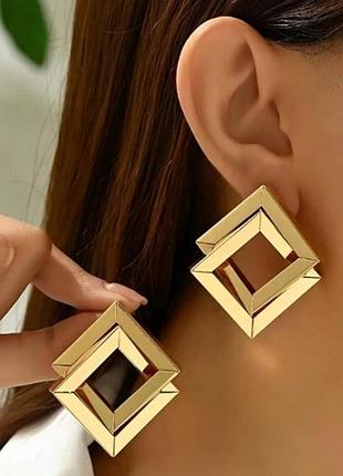 Жіночі модні молодіжні сережки золоті ромб сережки жіночі
