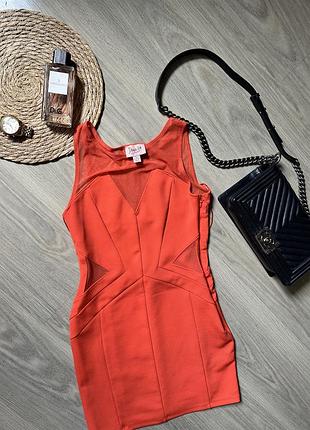 Яркое мини платье с сеткой top shop