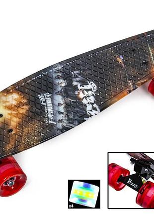 Пластиковый скейт пенниборд penny board "битва", колеса из полиуретана светятся при катаннии
