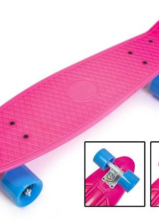 Скейт penny board розовый, на матовых колесах