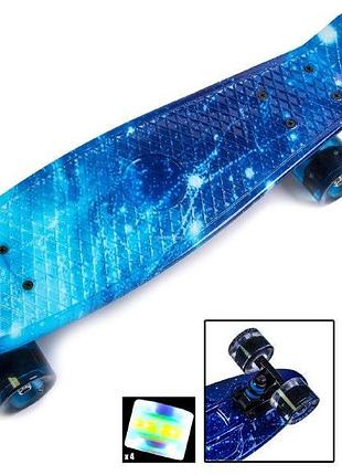 Пластиковый скейт пенниборд penny board "spice", колеса из полиуретана светятся при катаннии