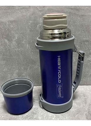 Термос maestro mr-1631-120 синего цвета обьем 1,2 л корпус нержавейка,колба нержавейка