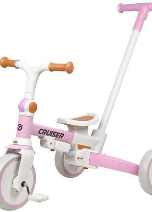 Детский велосипед-биговел "розовый" 3в1 maraton milano cruiser с родительской ручкой