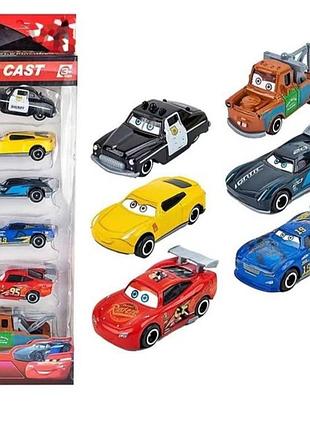 Набір машинок тачки , 6 шт, металеві модельки героїв мультфільму cars 3 блискавка маквін