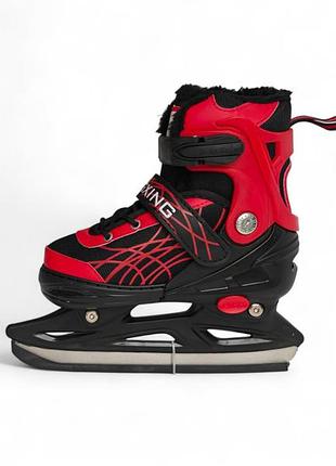 Детские раздвижные ледовые коньки на меху dingxing ice warm 023,красные , р-р 39-42