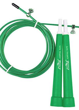 Скакалка для кросфіту "cima" довжина 3м, ручка pvc, зеленого коляру