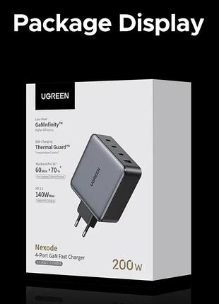 Зарядка для телефона зарядное устройство ugreen nexode 200w gan | 4 порта | pd 3.1
