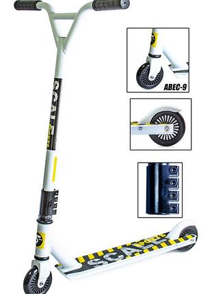 Трюковий самокат scale sports tornado, колеса 100 мм, abec-9, алюмінієва дека білий
