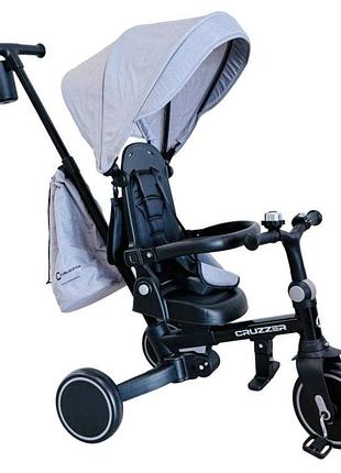 Дитячий триколісний велосипед tri-cycle cruiser milano 6in1 — трансформер для зростання дитини сірий