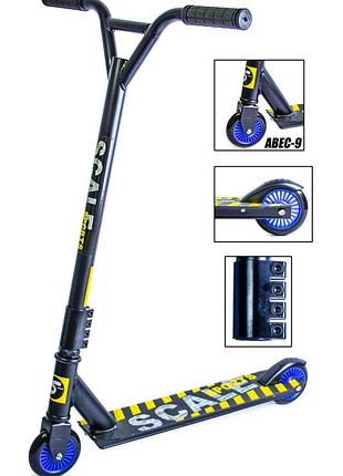 Трюковий самокат scale sports tornado, колеса 100 мм, abec-9, алюмінієва дека чорний