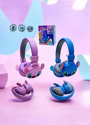 Дитячі бездротові навушники stitch ah-806 bluetooth, складні навушники для дітей з мікрофоном, підсвіткою та регулюванням