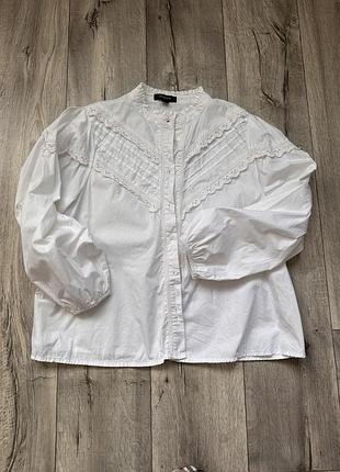 Коттонова белая рубашка primark l-xl красивая нарядная блуза