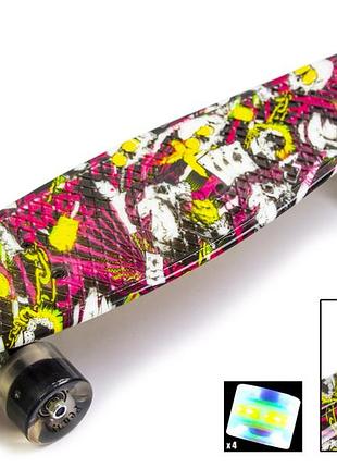 Пластиковый скейт пенниборд penny board "deck", колеса из полиуретана светятся при катаннии