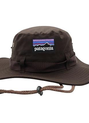 Панама patagonia коричневого (шоколадного) цвета на обхват головы 56–58 см, повседневная коричнева панама с шейным шнурком