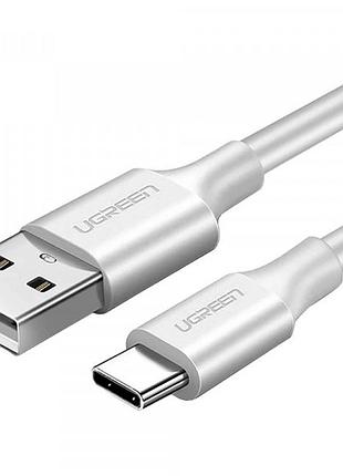 Кабель ugreen us287, usb 2.0 am-type-cm, 0,5 м, 3a, мощность 18w, никель, белый