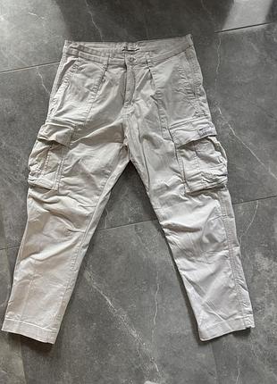 Чоловічі білі штани карго zara розмір 44 98% cotton