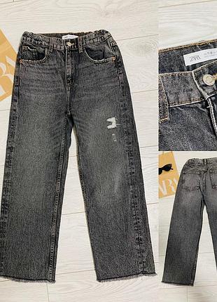 Сіро-чорні  джинси прямого крою на дівчинку 10-12 років від zara