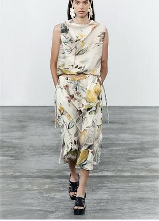 Zara топ котон в лимони