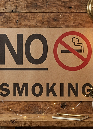 Плакат постер на крафтовой бумаге табличка «не курить» no smoking винтаж 42х30см