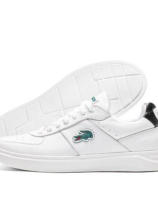Чоловічі шкіряні кросівки lacoste baseshot white білі