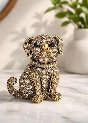 Міні брошка собачка з кристалами 🐶✨