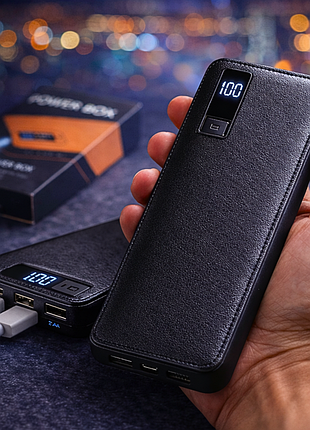 Потужний павербанк 50000 mah smart tech black — портативний акумулятор 3xusb + led ліхтарик