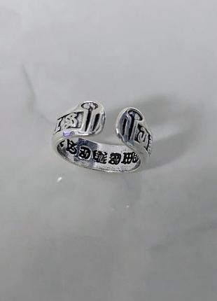 Кольцо silver mini chrome hearts shell 4