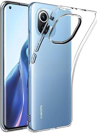Чохол tpu transparent 1.5 мм із захистом камери для xiaomi mi 11 lite, прозорий захисний кейс безбарвний