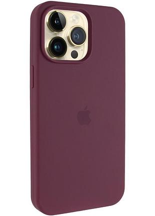 Чехол silicone case (aa) logo with magsafe для apple iphone 14 pro (6.1") бордовый / plum