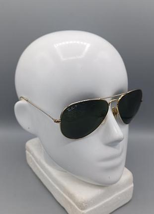 Очки солнцезащитные ray-ban aviator classic arista gold/green g-15 polarized