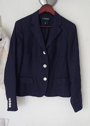 Пиджак. льняной жакет lauren ralph lauren в глубоком синем цвете.
