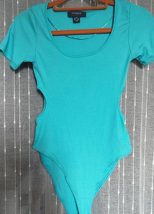 Боді блакитний з вирізами primark 2xs-xs поліамід еластан