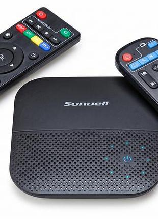 Tv-приставка sunvell t95v pro 2gb/16gb s912 (android 11 smart tv box) + программируемый пульт для управления телевизором