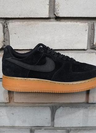 Nike air force 1 07 lv8 suede 'black gum' dunk 6.0 high jordan mid blazer чоловічі кросівки кеди замшеві замша шкіра чорні aa1117-001
