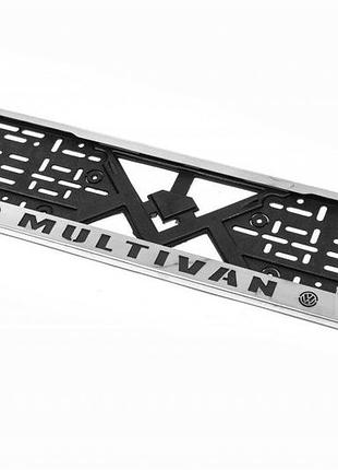 Рамка номерного знака хром multivan (1 шт, нержавеющая сталь) для volkswagen t5 multivan 2003–2010 гг