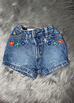 Круті стильні джинсові шорти з вишивками на дівчинку 2/3р denimco