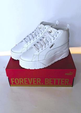 Белые женские кроссовки puma karmen ii mid eu 37–39 (см: 24 - 25,3) кожаные оригинал