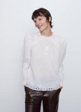 Блуза zara з ажурними деталями