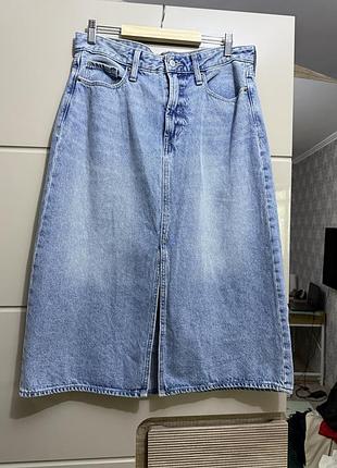 Джинсова спідниця  міді з розрізом old navy l-xl