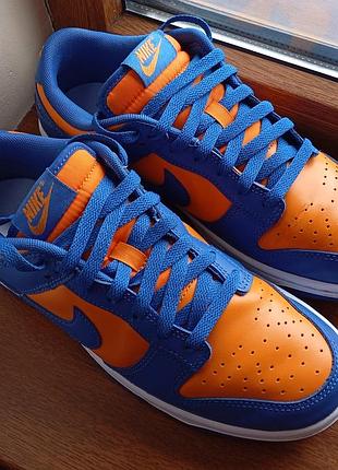 Кроссовки nike dunk low blue/orange dv0833-800 оригинал р.41 натуральная кожа us 8