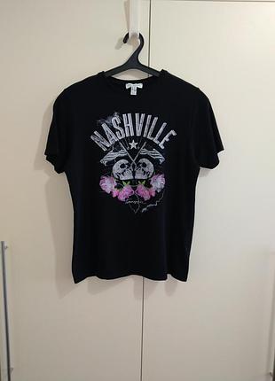 Футболка new look черепа хлопок черный цвет uniqlo zara gildan