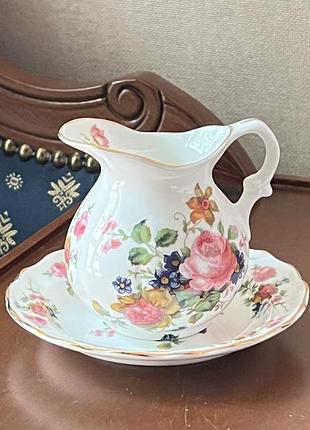 Вінтажний комплект fenton china england | молочник та блюдце | english bone china