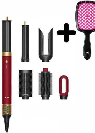 Мультитайлер airwrap coanda 2x hs09 1700вт красный red velvet/gold+ расческа фуксия