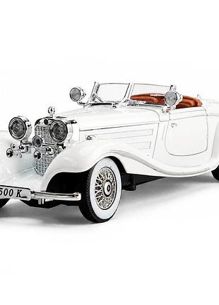 Машинка mercedes-benz 500k special roadster 1936 масштаб 1:24 металлическая модель авто с подсветкой фар, звуковыми эффектами