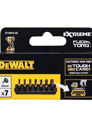 Кассета с битами dewalt extreme flextorq t15/t20/t25/t30/t40 torx 7 шт 25 мм (dt70816) для отверток и шуруповертов